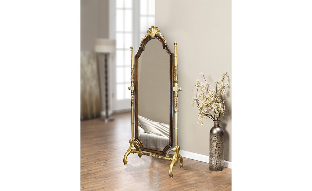 Standing Mirror – Brown & Golden Polish