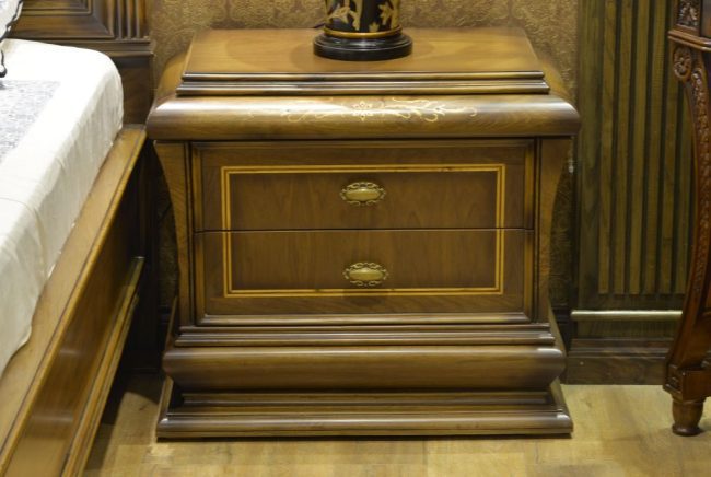 Buy Luxurious Madrid Bedside Table 2 Drawers in brown - JF Homes